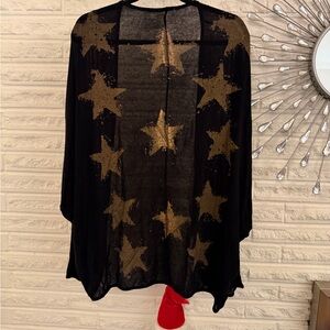 Black Cardigan with Gold Star Pattern